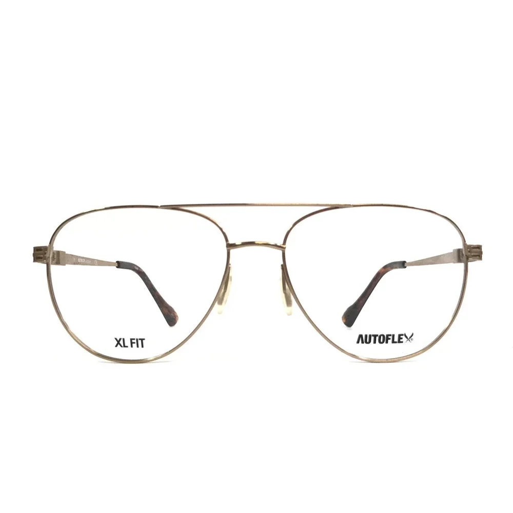 Autoflex by Flexon Eyeglasses Frames 110 710 Gold Aviator Wire Rim 58-17-150